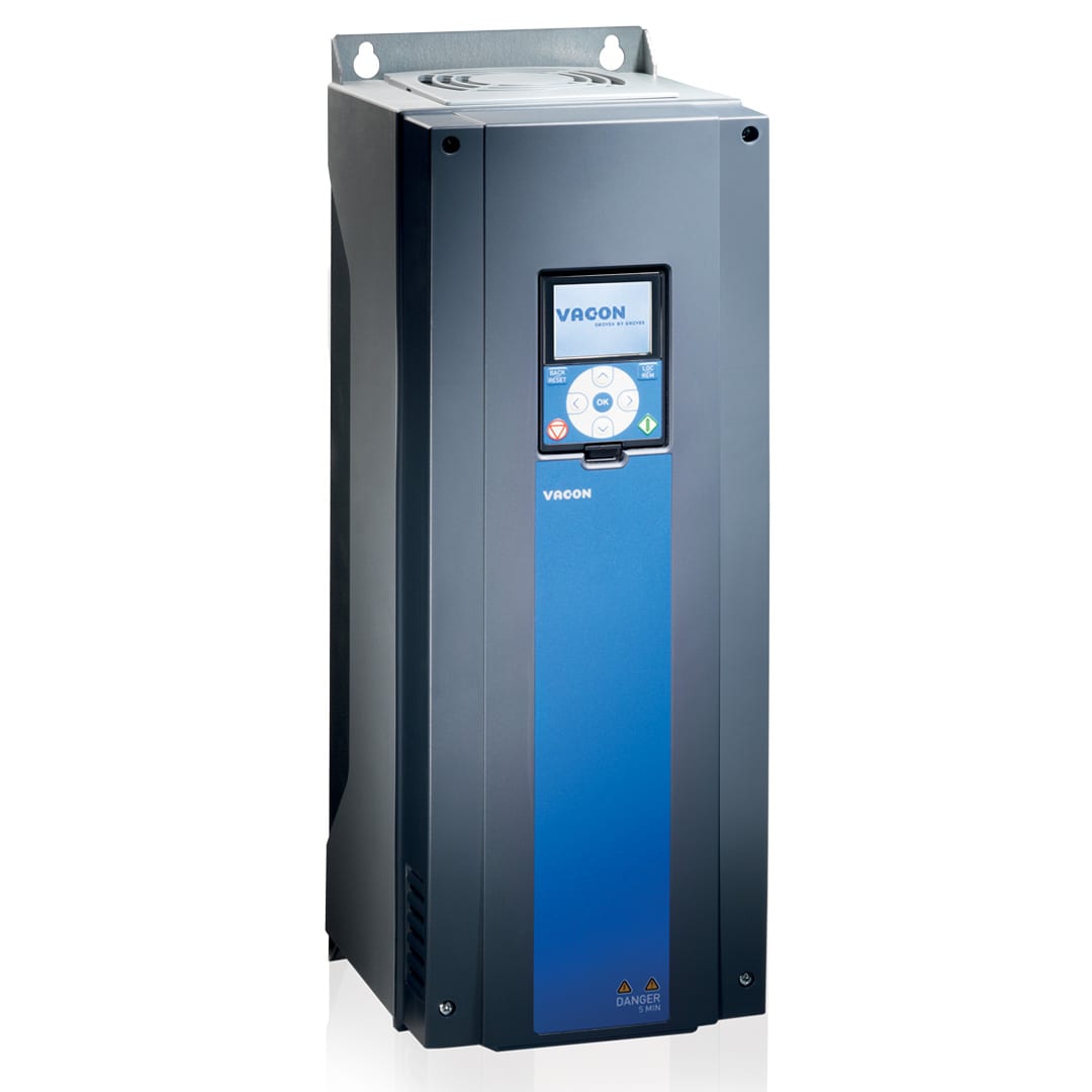 135N5609 VACON 100 FLOW, 208-240 V, IP21/Type 1, air-cooled wall-mounted drive, EMC Class C2, Graphical keypad 75Amp